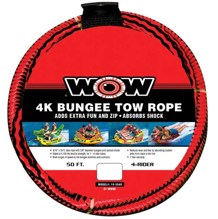 WOW Watersports 4K Bungee Tow Rope – 50 ft. x 9/16 in. • 19-5040