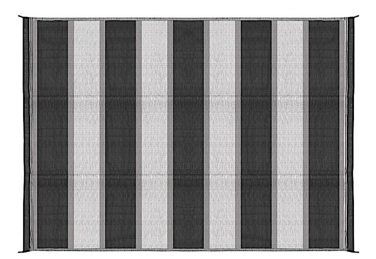 Camco Open Air Reversible Outdoor Mat - 6' x 9' Charcoal Stripe • 42873