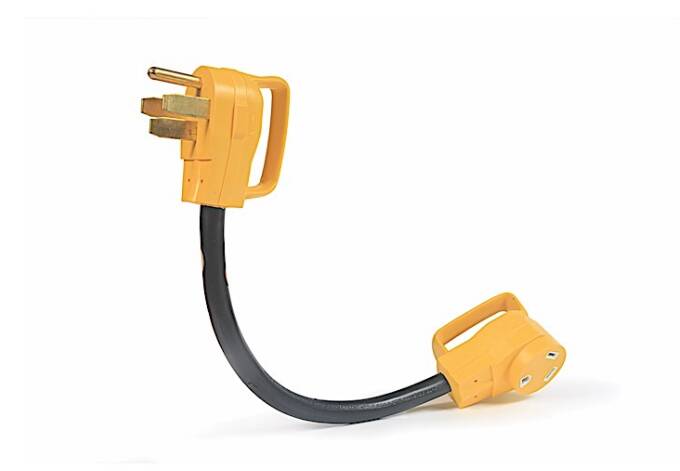 Camco Power Grip 18" Dogbone Power Adapter with Handle Grip (50A Male x 30A Female) • 55173