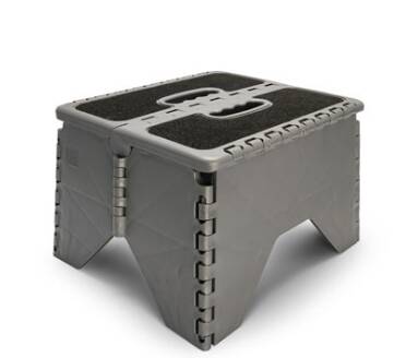 Camco Plastic Folding Step Stool - w / Non Skid, Silver • 43635