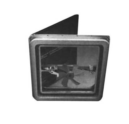 Heng's 14" x 14" Powder Coated Metal Base UV Resistant Roof Vent with White Manual Lid & Fan • V771402-C1G1