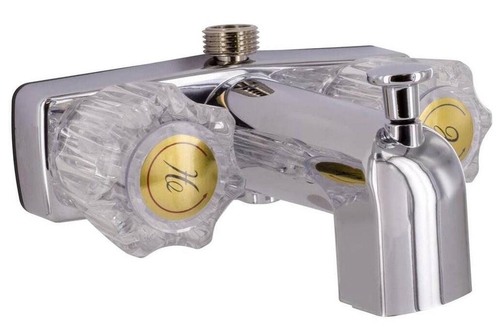 Valterra Two-Handle RV Tub/Shower Diverter Faucet with DuraPro Underbody, Chrome • PF213332