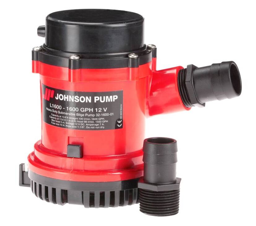 Johnson Pump 12V 1600 GPH Electric Heavy Duty Impeller Submersible Bilge Pump • 16004-00