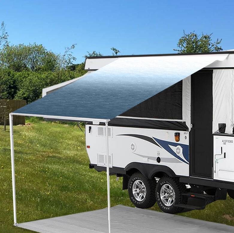 Carefree Blue Shale Fade One-Piece Replacement Vinyl Fabric for RV Patio Awnings, 21'W x 8'Ext • JU216C00