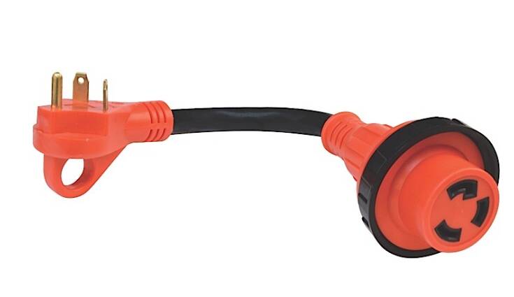 Valterra Mighty Cord 30 Amp Male to Locking 30 Amp Female Detachable RV Adapter Cord W/Handle - Red • A10-3030HD