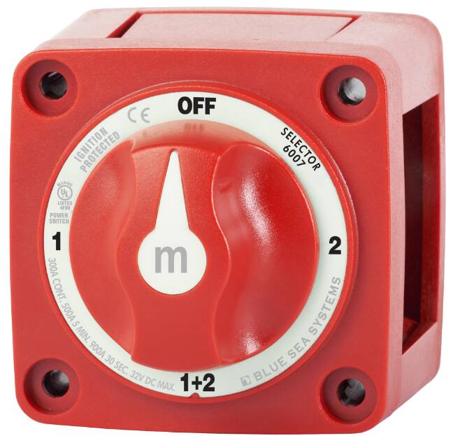 Blue Sea m-Series Mini Selector Battery Switch - Red • 6007-BSS