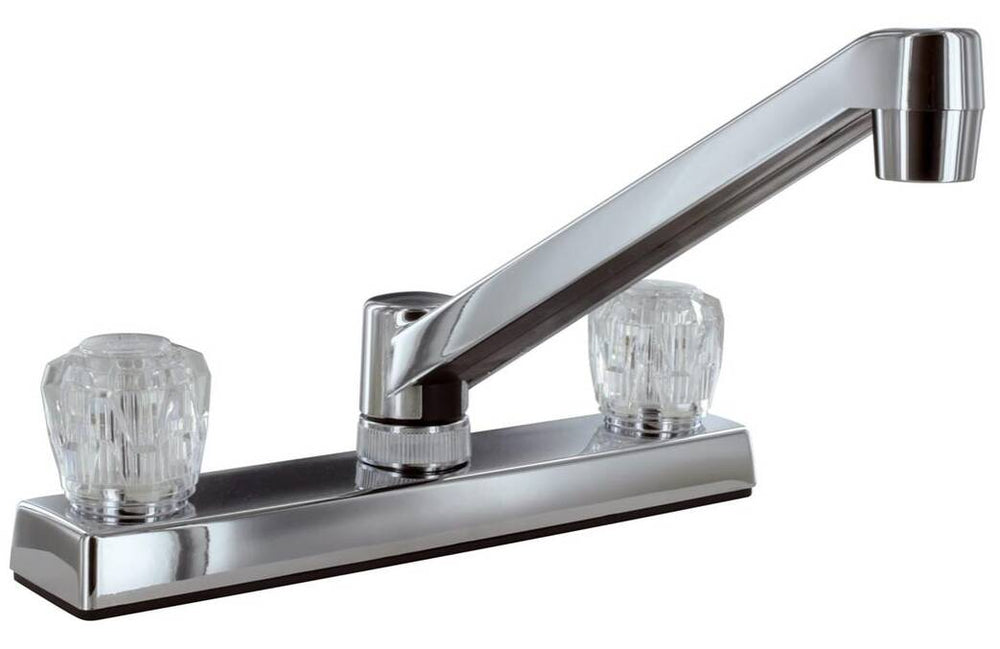 Valterra Phoneix RV Kitchen Faucet, 8", 2 Knob, Chrome w/ Acrylic Knobs • PF211326