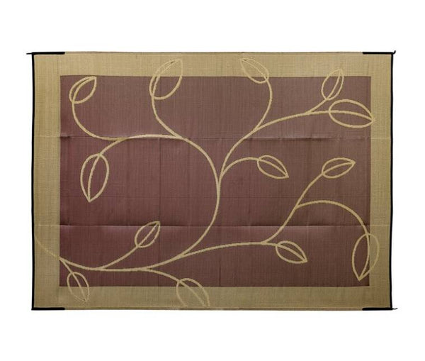 Camco Outdoor Mat 9' x 12' - Leaf, Brown/Tan • 42855