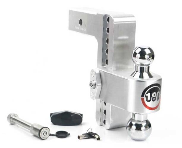 Weigh Safe 180 Turnover Ball 8" Drop Hitch with 2.5" Shank & Chrome Plated 2 & 2-5/16" Ball Keyed Alike • CTB8-2.5-KA