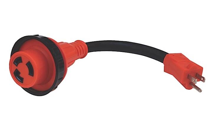 Valterra Mighty Cord Locking 30 Amp Female to 15 Amp Male RV Adapter Cord - Red • A10-1530D