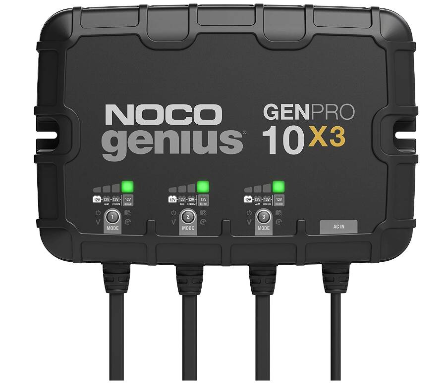 Noco 3-Bank, 30-Amp On-Board Battery Charger, Battery Maintainer, and Battery Desulfator • GENPRO10X3