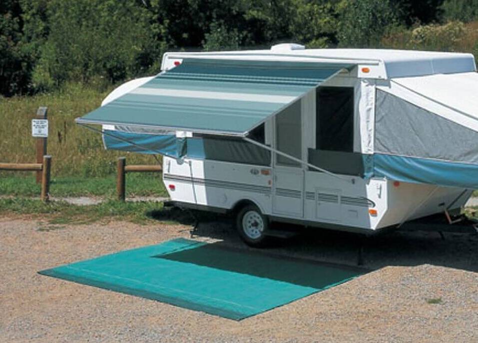 Carefree RV Awning Vinyl Fabric 14'-2" - Teal Dune Stripe With White Weatherguard • JU158C00