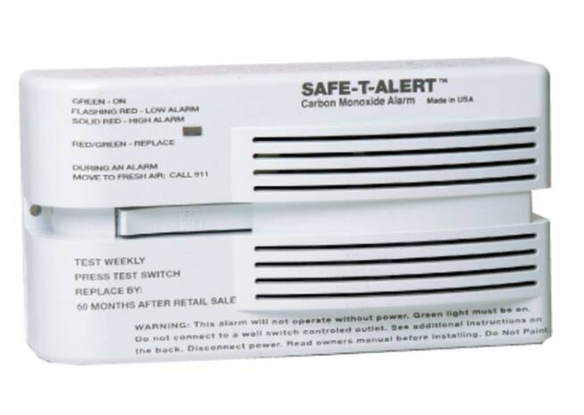 Safe-T-Alert Carbon Monoxide Alarm, Surface Mount 12 VDC Hard Wire, White • 65-541-WT
