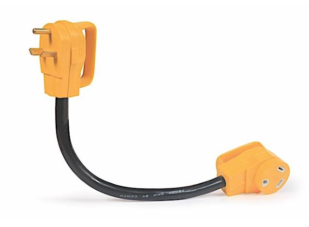 Camco Power Grip 18" Dogbone Power Adapter with Handle Grip (30A Male x 30A Female) • 55205