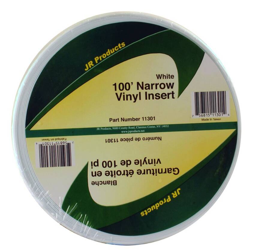 JR Products 100' White Vinyl Narrow Trim Insert • 11301
