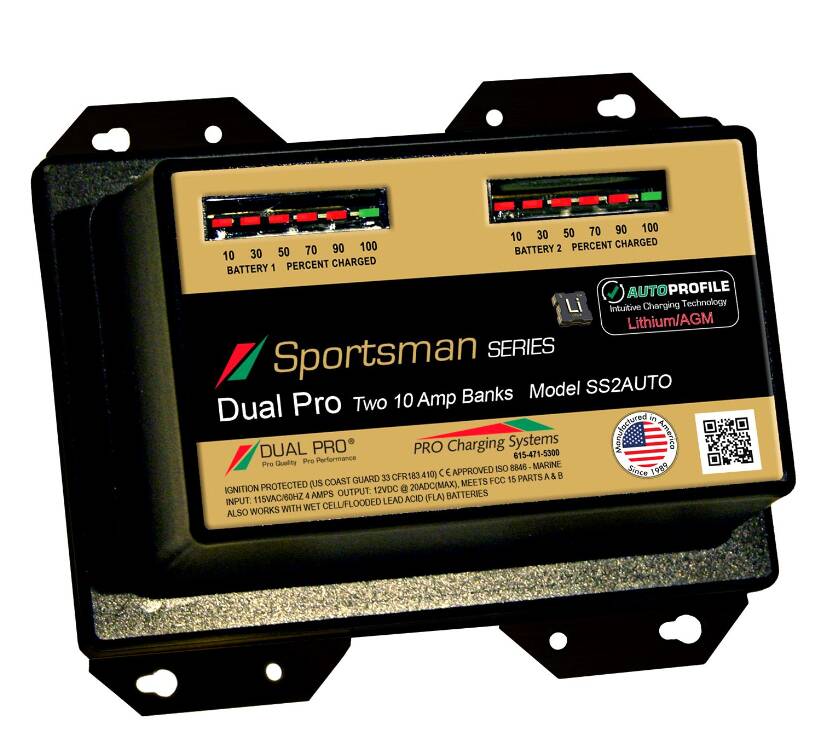 Dual Pro Sportsman Series AutoProfile 20A 2-Bank Battery Charger • SS2AUTO