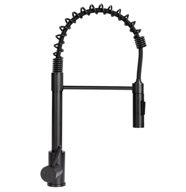 Lippert Flow Max Coiled Pull-Down RV Kitchen Faucet - Black Matte • 2021090598
