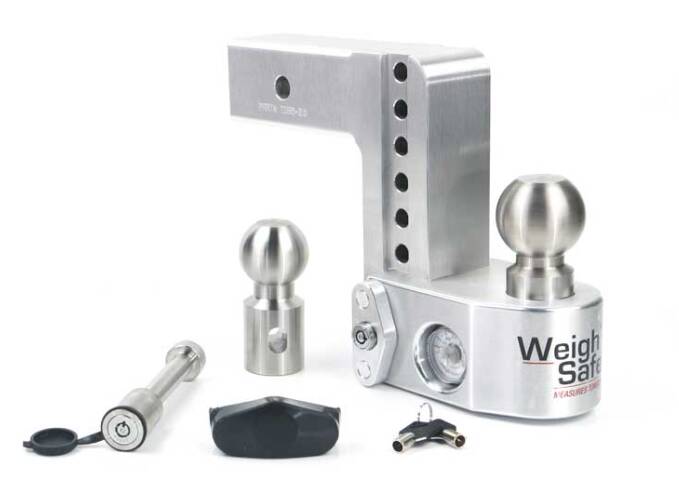 Weigh Safe 6" Drop Hitch w/ Built-In Scale, 2.5" Shank, 2" & 2-5/16" Balls, Keyed Alike Hitch Pin • WS6-2.5-KA