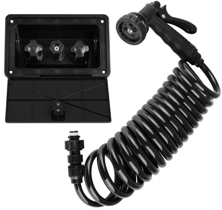 Dura Faucet Exterior Spray Port Kit With Multi-Spray Hose • DF-SA189-BK