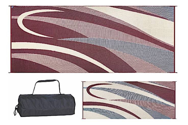 Ming's Mark Stylish Camping 8 ft. x 20 ft. Graphic Mat - Burgundy/Black • GC5