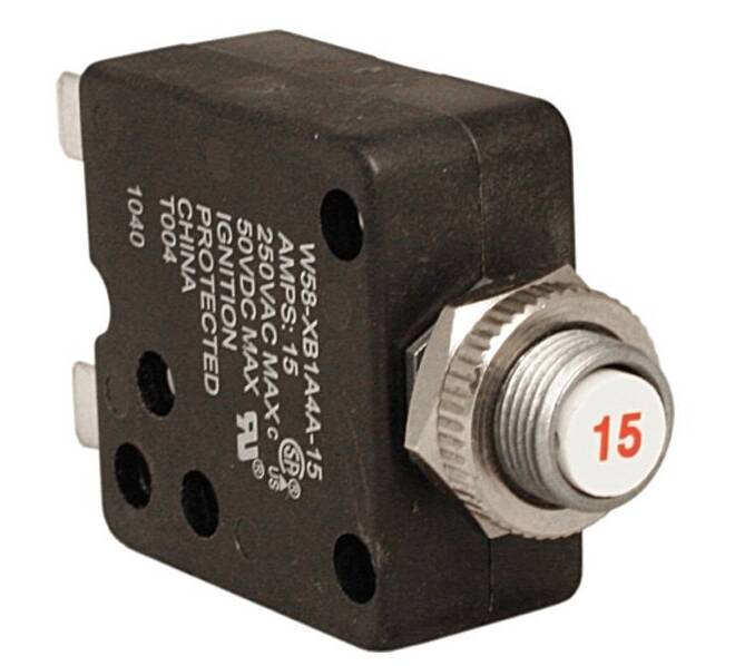 Dometic Atwood Hydro Flame 15 Amp Pop Up Circuit Breaker • 33782