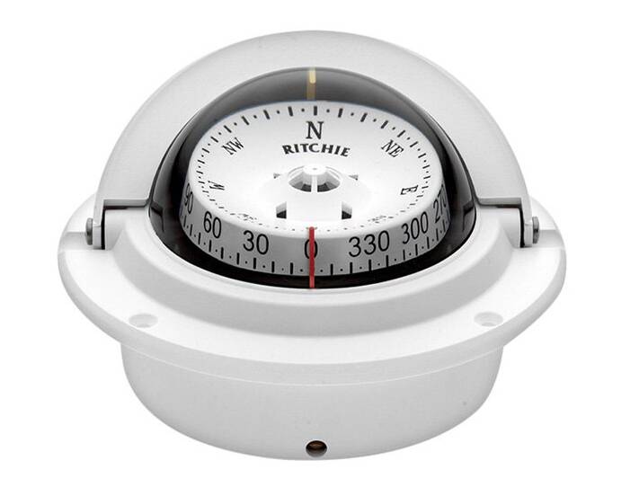Ritchie Voyager White Flush Mount Compass • F-83W