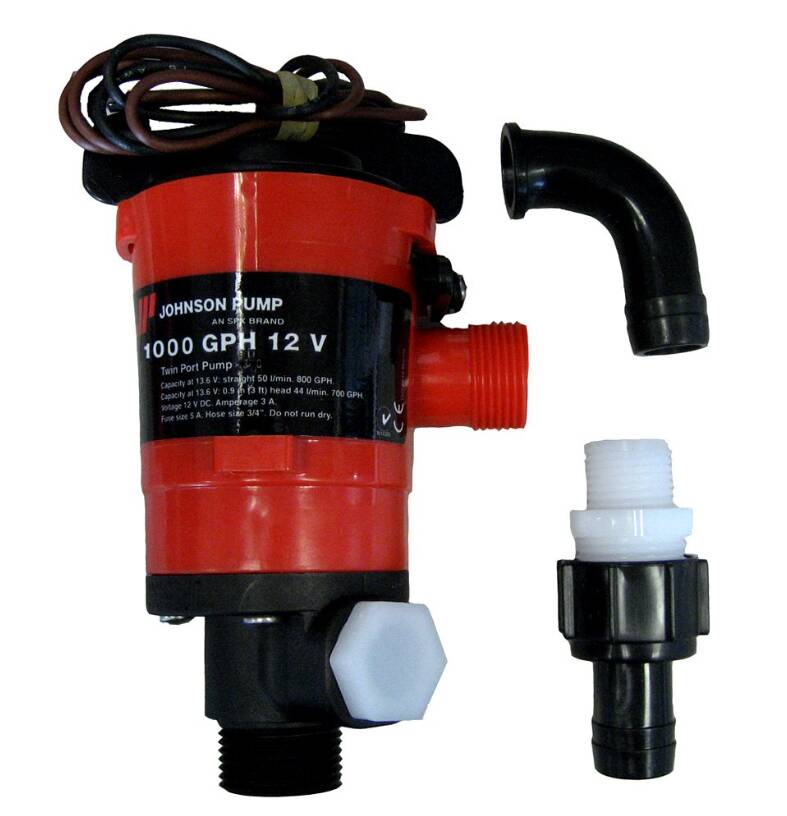 Johnson Pump 12V 996 GPH Electric Twinport Livewell Impeller Aerator Pump • 48903