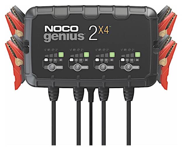 Noco 4-Bank, 8-Amp Battery Charger, Battery Maintainer, and Battery Desulfator • GENIUS2X4