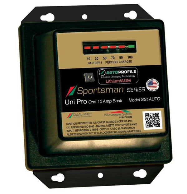 Dual Pro Sportsman Series AutoProfile 10A 1-Bank Battery Charger • SS1AUTO