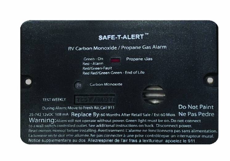 Safe-T-Alert Carbon Monoxide/Propane Leak Detector, Flush Mount, Black • 25-742BL