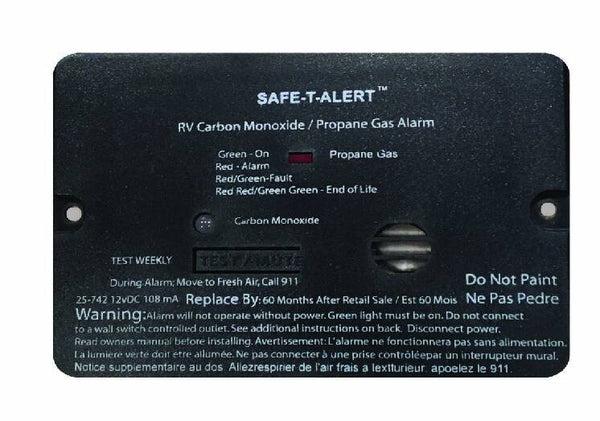 Safe-T-Alert Carbon Monoxide/Propane Leak Detector, Flush Mount, Black • 25-742BL