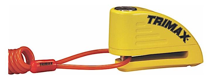 Trimax Alarmed Disc Lock With 8mm Pin W/ Pouch & Reminder Cable Yellow/Black • TAL88YL