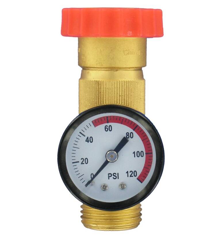 Valterra Brass Water Pressure Regulator with Gauge (3/4" FPT x 3/4" MPT) • A01-1124VP