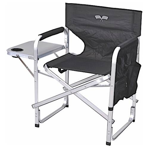 Ming's Mark Camping Director Chair with Side Table - Black with Flag • SL1204-BLACK/FLAG