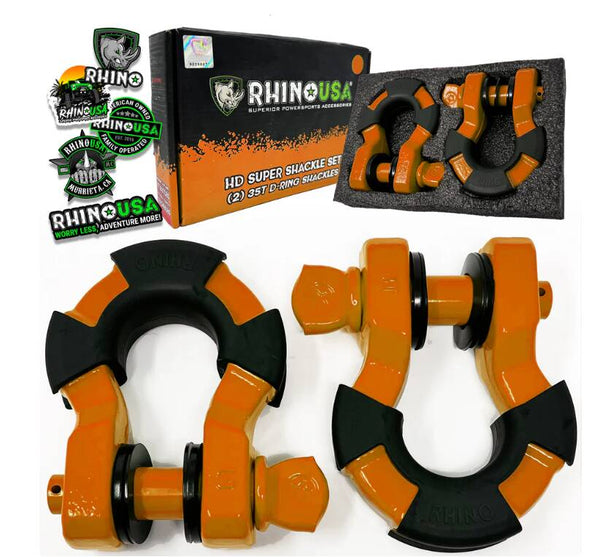Rhino USA 8-Ton Super Shackles w/ Isolators, Orange • SUPERSHACK-ORG