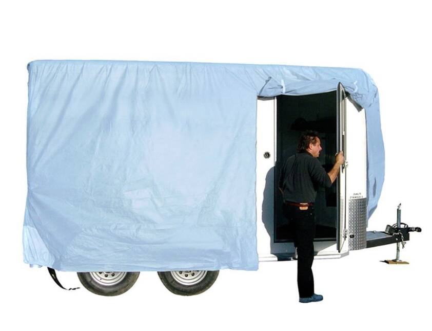 ADCO SFS AquaShed Horse Trailer Cover with Bumper Pull (Gray, Up to 18') • 46005