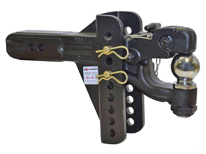OneMount Pintle Hook and 2-5/16 Inch Ball Combo With Adjustable Shank For 2-1/2 Inch Receivers • 10215