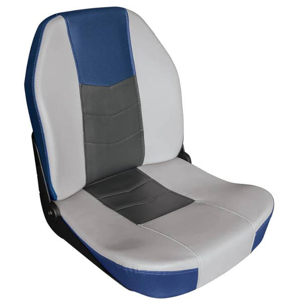 Wise Quantum Series High Back Boat Seat, Blue/Charcoal/Marble • 3340-1789
