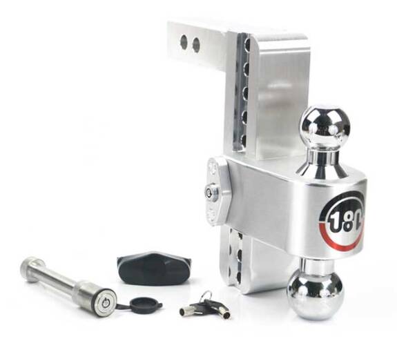 Weigh Safe 180 Turnover Ball 8" Drop Hitch with 2" Shank & Chrome Plated 2 & 2-5/16" Ball Keyed Alike • CTB8-2-KA