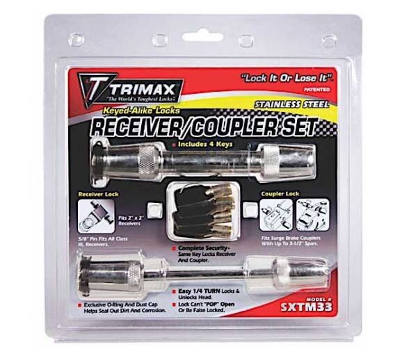 Trimax Keyed Alike Receiver and Coupler Lock Set - Stainless Steel • SXTM33