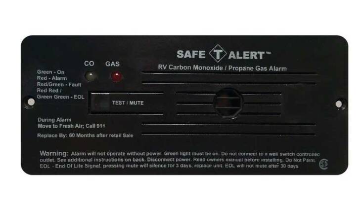 Safe-T-Alert 35 Series RV Dual CO/LP Alarm - Black, Flush Mount • 35-742-BL