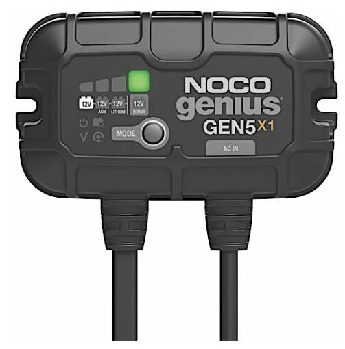 Noco 1-Bank, 5-Amp On-Board Battery Charger, Battery Maintainer, and Battery Desulfator • GEN5X1