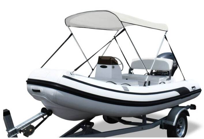 Carver Collapsible/Removable 2-Bow Bimini Top, 53"-62" W x 42" H x 5'6" L, White • S4251UB-40