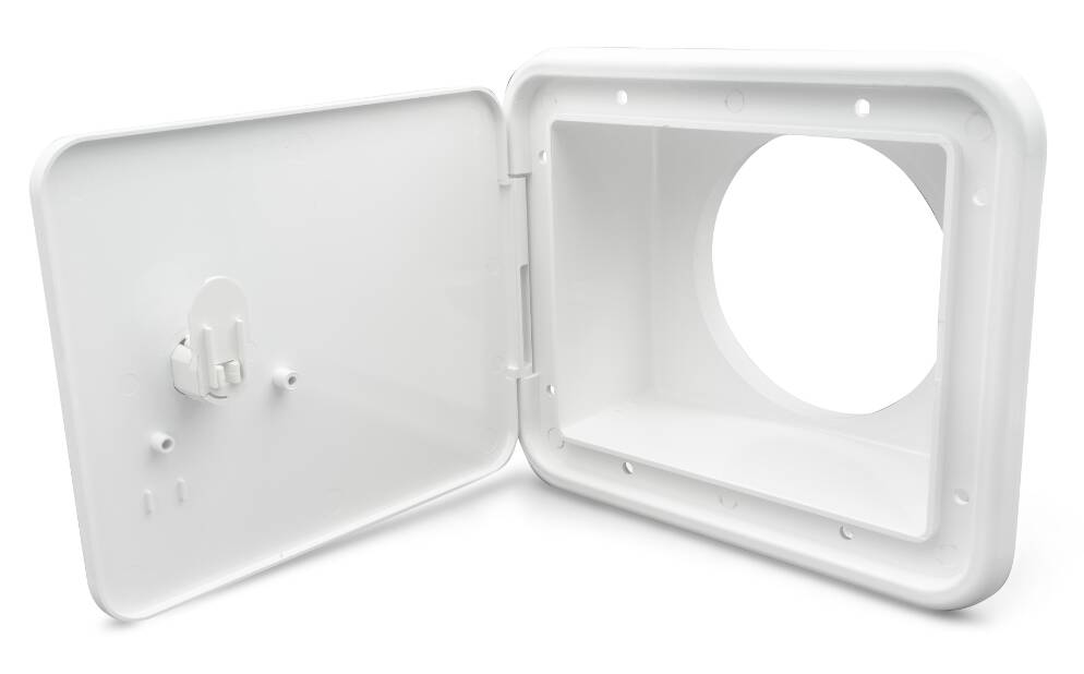 Thetford B&B Molders Sewer/Storage Hatch, Thumb Lock, Polar White • 94302