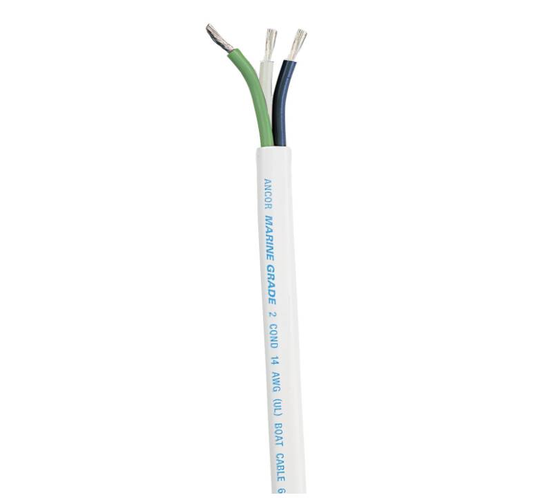 Ancor 10/3 AWG 100' Black/Green/White Flat Triplex Cable • 131110