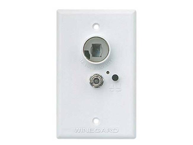 Winegard Antenna Wall Plate Power Supply w/ 12V Receptacle, White • RV-7042