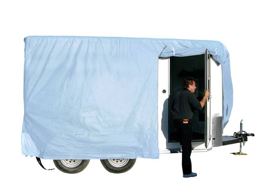 ADCO SFS AquaShed Horse Trailer Cover with Bumper Pull (Gray, Up to 14') • 46003