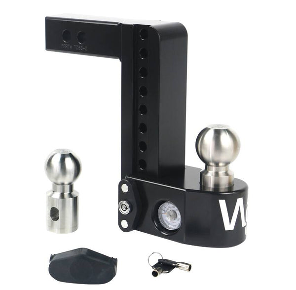 Weigh Safe Adjustable 8" Drop Cerakote Black with Stainless Steel Balls Ball Mount with Built-in Scale for 2" Receivers • WS8-2-CER-BLA