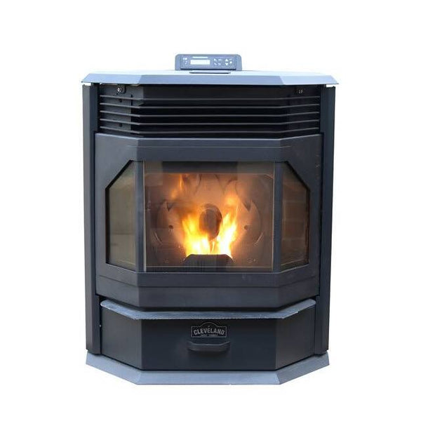 Cleveland Iron Works Bay Front Pellet Stove, 52,000 BTU, 1800 SQ FT Heating Area • F500210