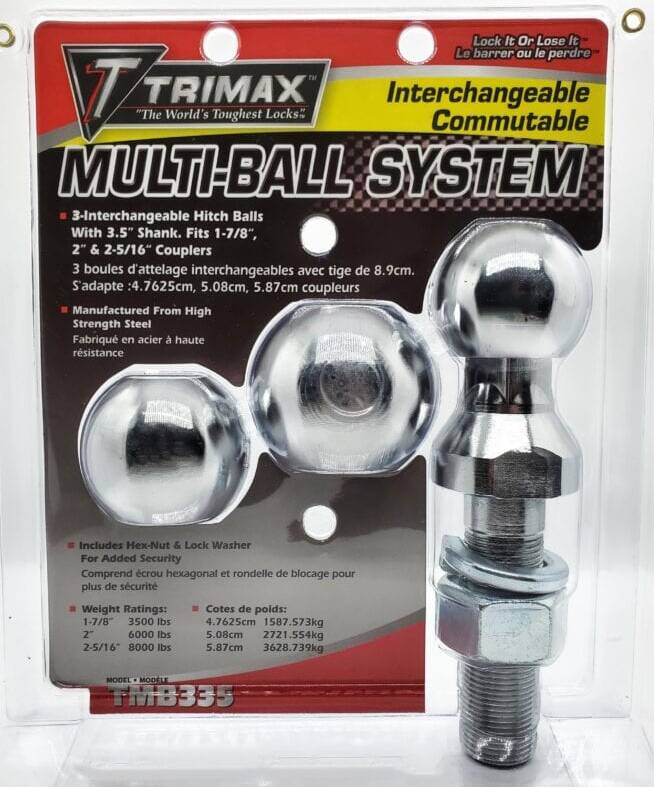 Trimax Interchangeable Hitch Ball Set with 1-7/8", 2", and 2-5/16" Balls • TMB335